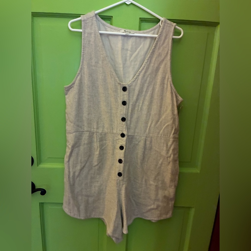 Madewell Cream Sleeveless Button-Down Rhomper